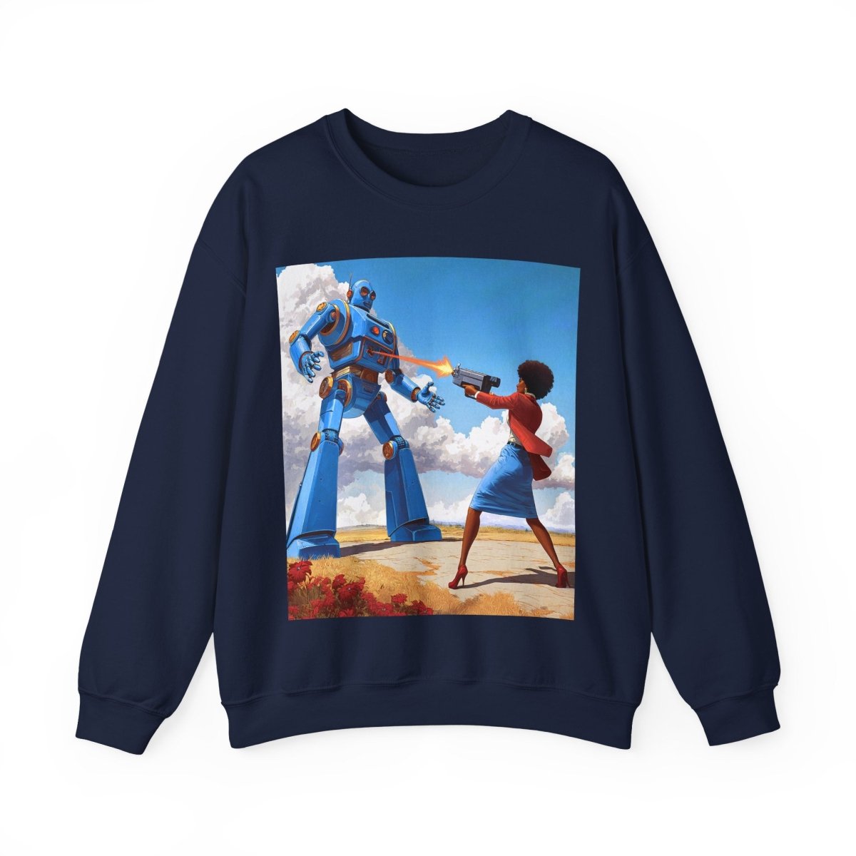 Bot Battle Babe Sweatshirt - Afrocentric Art by The Trini Gee