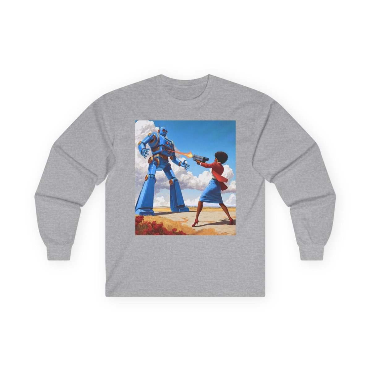 Bot Battle Long Sleeve Shirt - Afrocentric Art by The Trini Gee