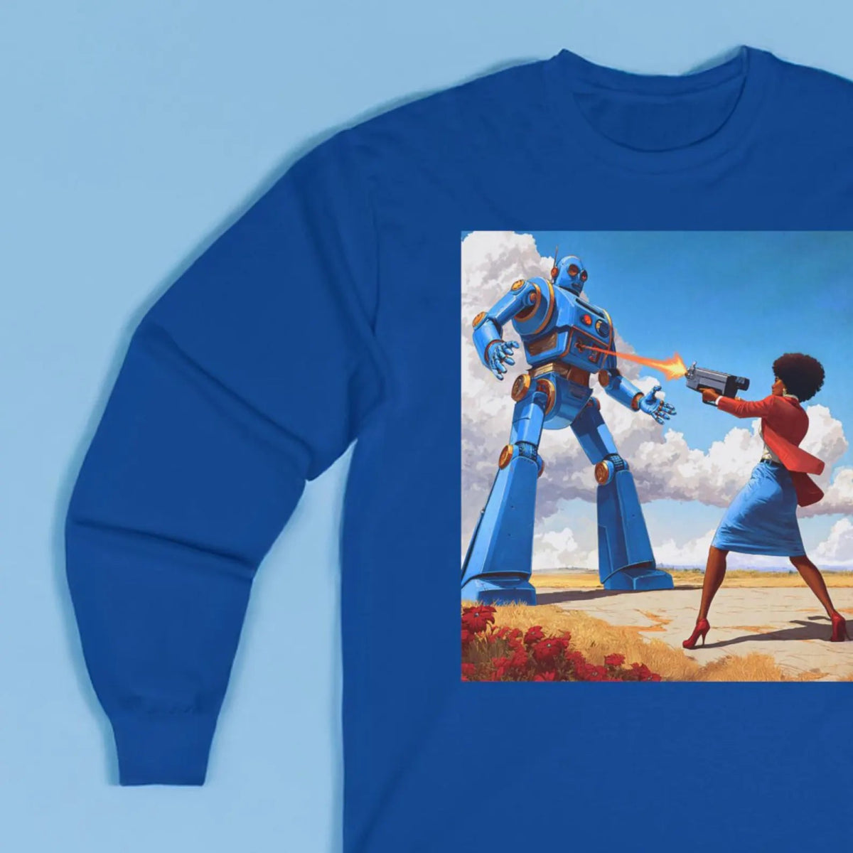 Bot Battle Long Sleeve Shirt - Afrocentric Art by The Trini Gee