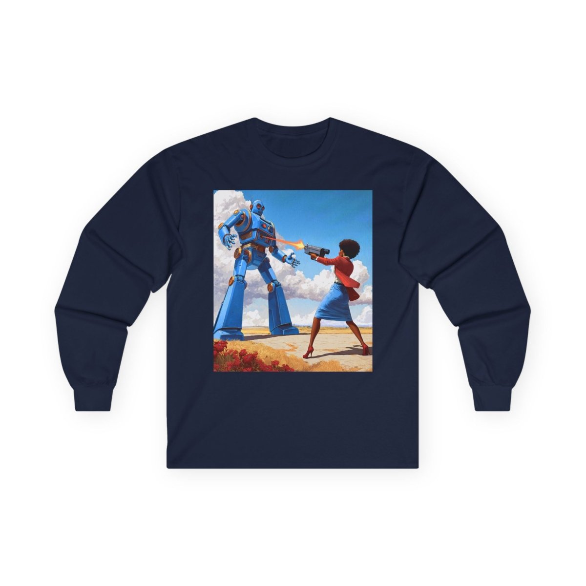 Bot Battle Long Sleeve Shirt - Afrocentric Art by The Trini Gee