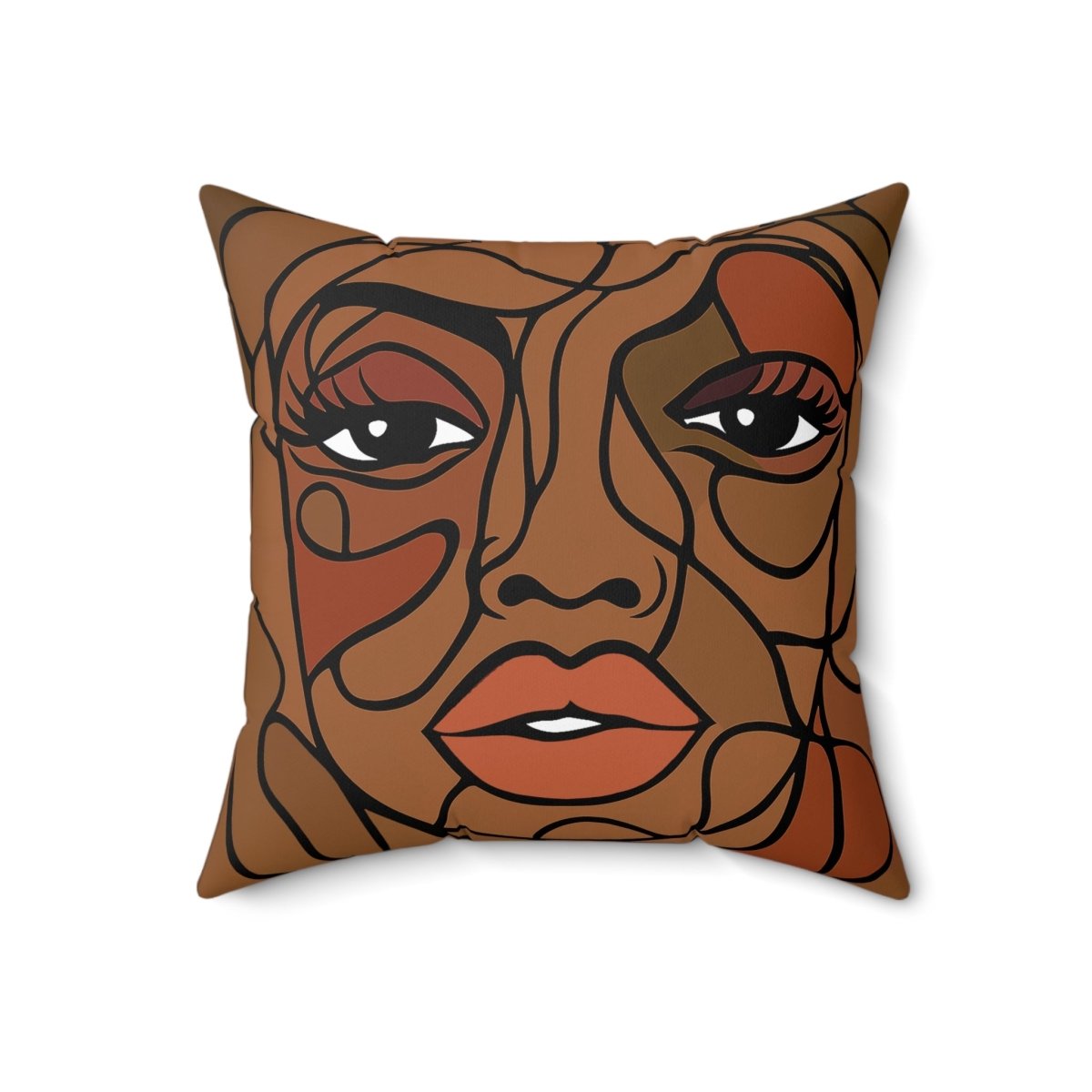Brown Face Pillow - Afrocentric Art by The Trini Gee