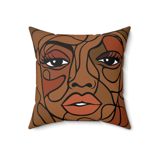 Brown Face Pillow - Afrocentric Art by The Trini Gee