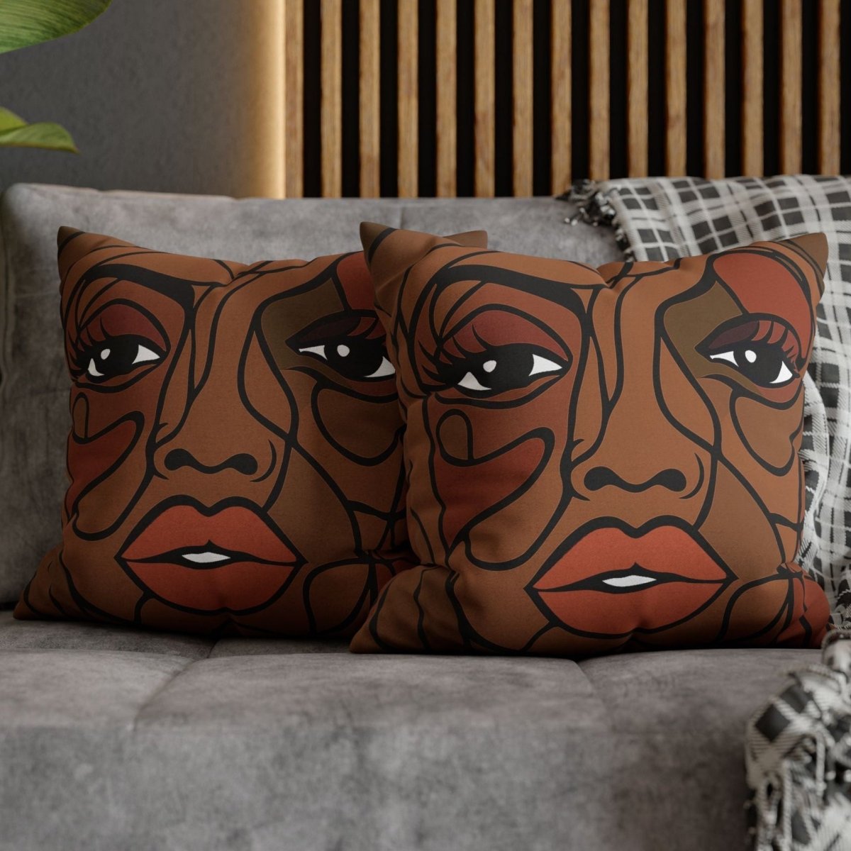 Brown Face Pillow - Afrocentric Art by The Trini Gee
