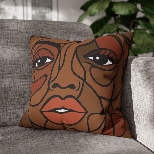 Brown Face Pillow - Afrocentric Art by The Trini Gee