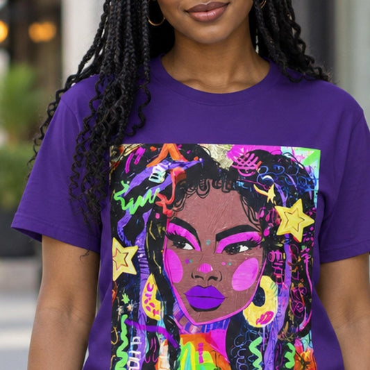 Brown Girl Graffiti Style T-Shirt - Afrocentric Art by The Trini Gee