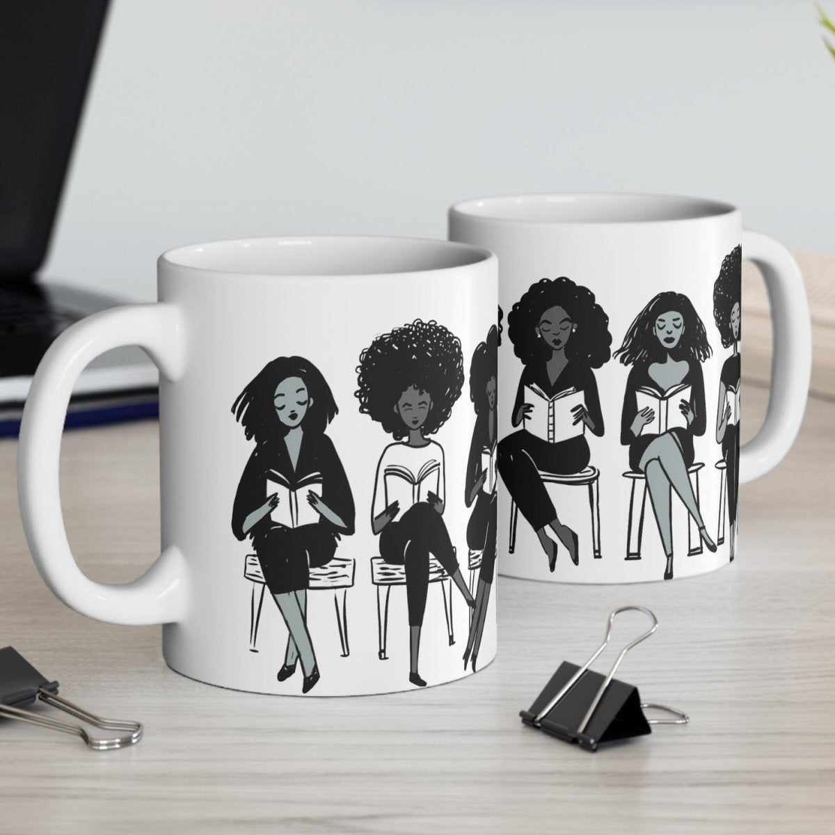 Brown Girls Reading Mug - Afrocentric Art by The Trini Gee