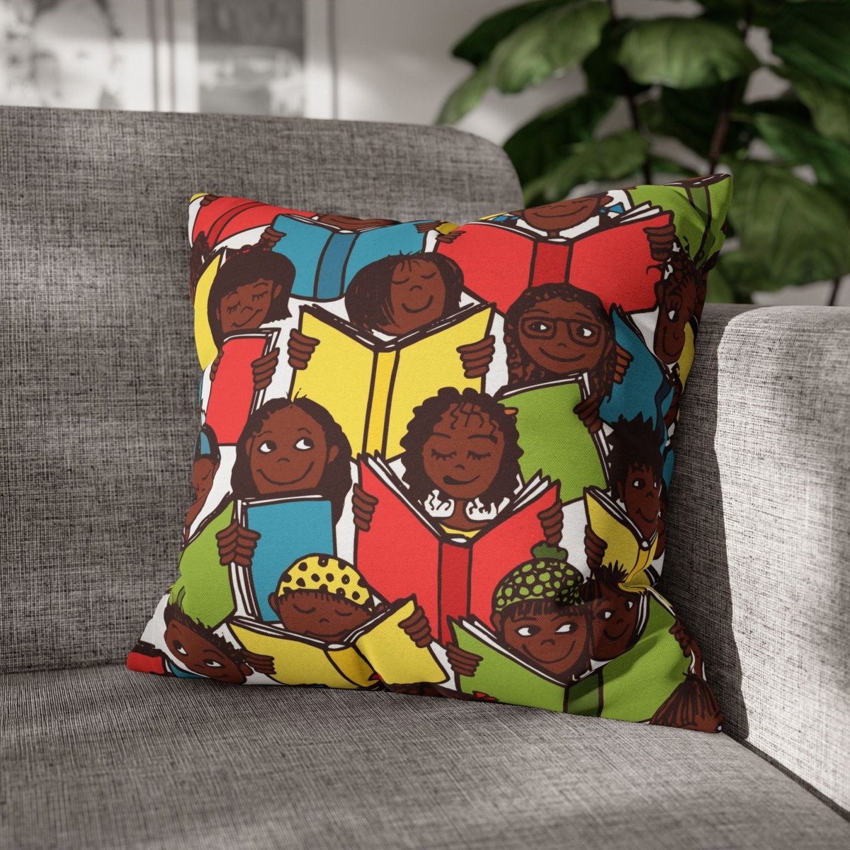 Brown Kids Read Pillow - Afrocentric Art by The Trini Gee