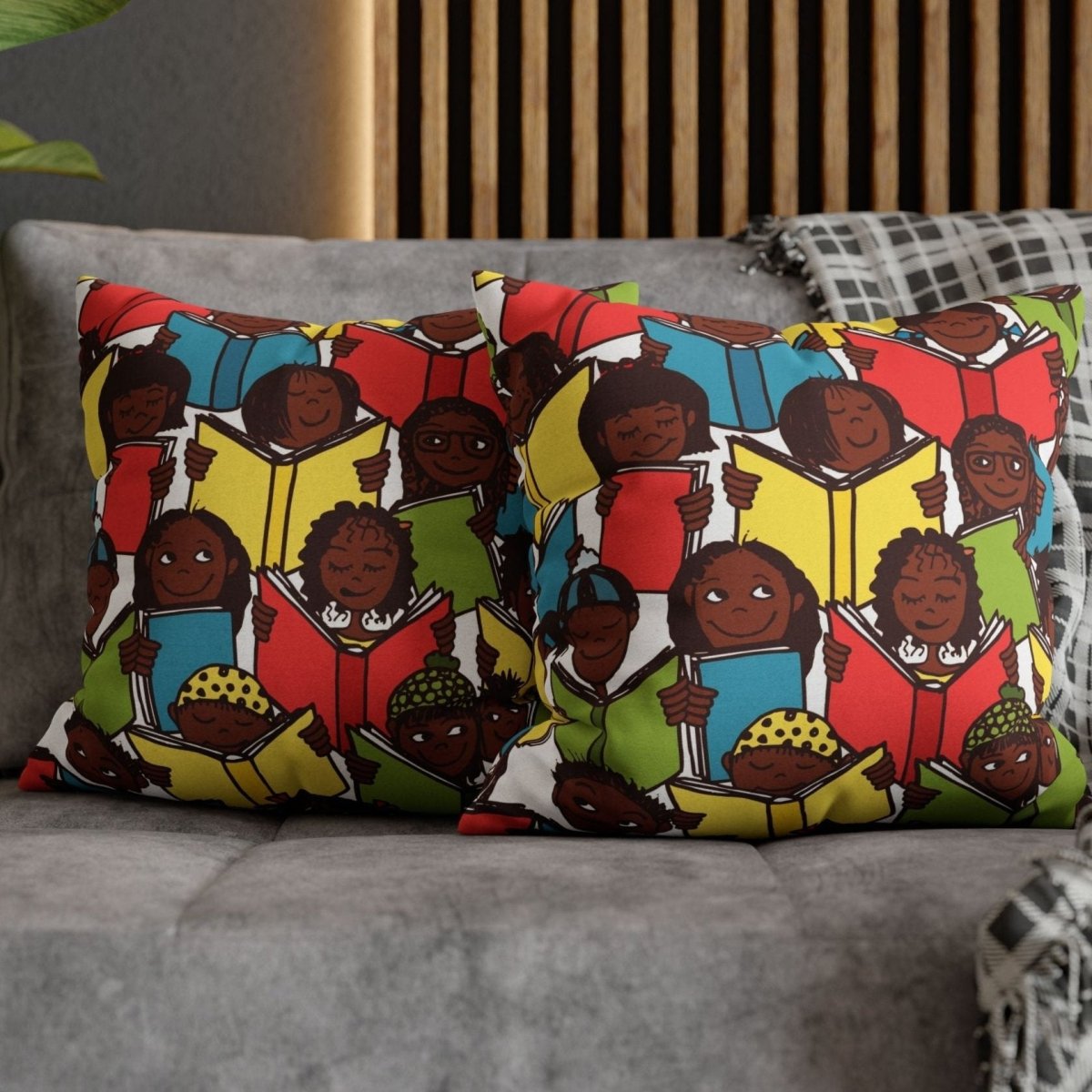 Brown Kids Read Pillow - Afrocentric Art by The Trini Gee