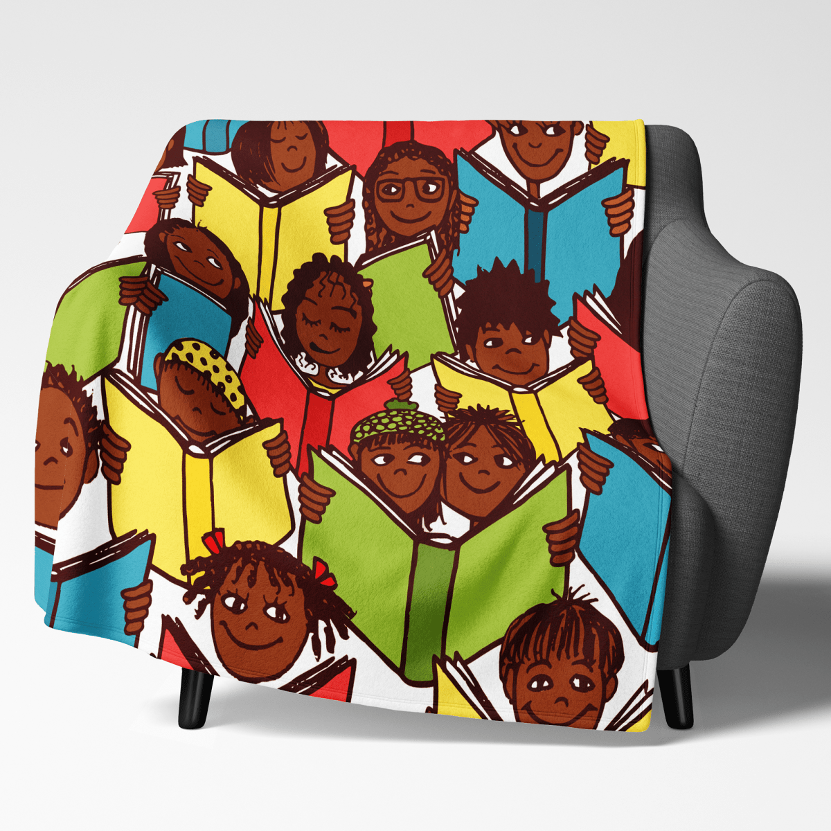 Brown Readers Blanket - Afrocentric Art by The Trini Gee