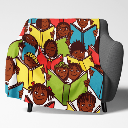 Brown Readers Blanket - Afrocentric Art by The Trini Gee