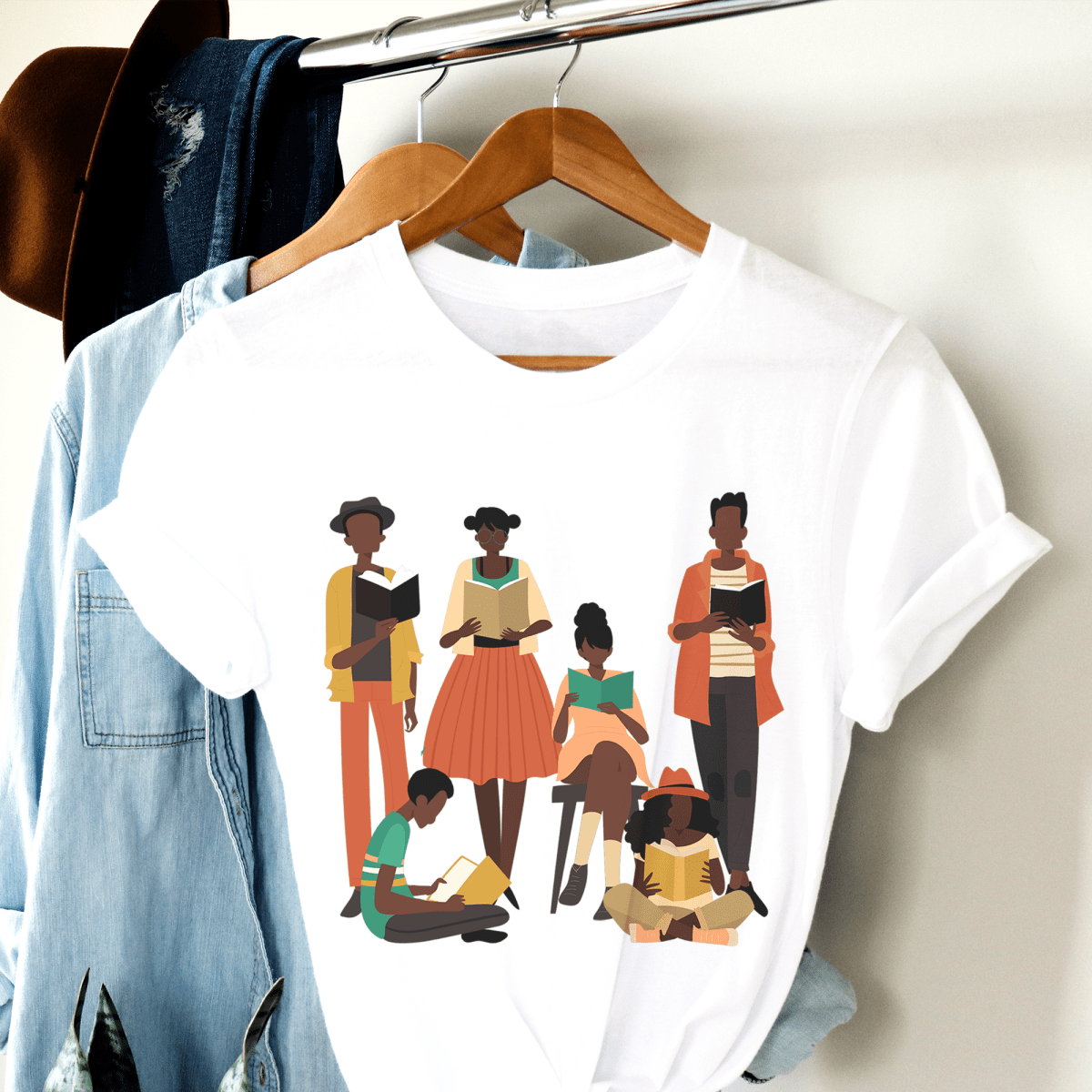 Brown Readers Shirt - Afrocentric Art by The Trini Gee