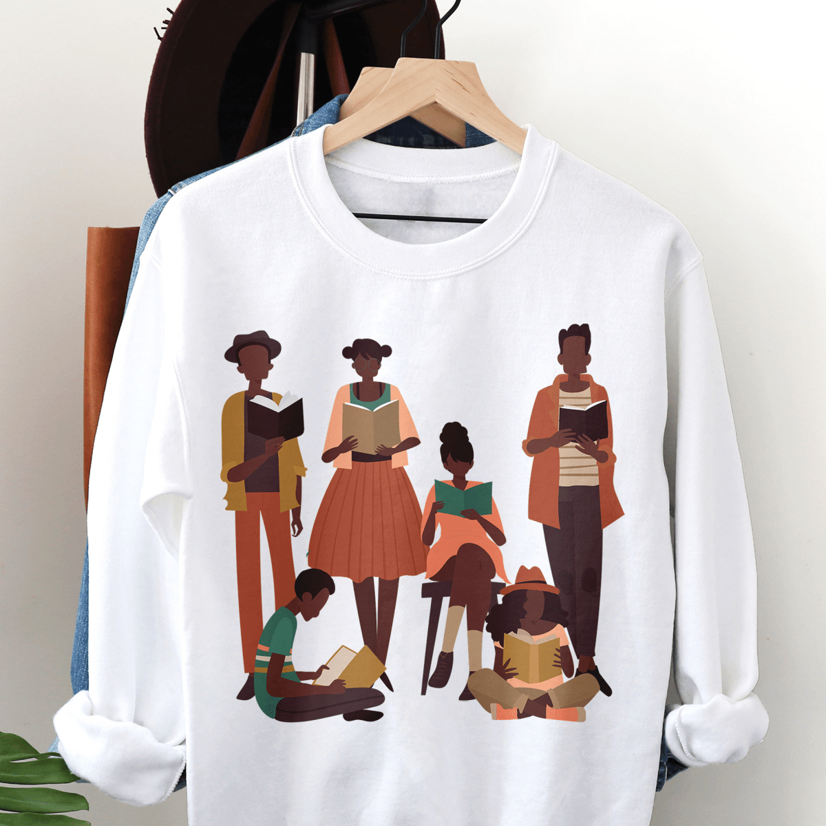Brown Readers Sweatshirt - Afrocentric Art by The Trini Gee