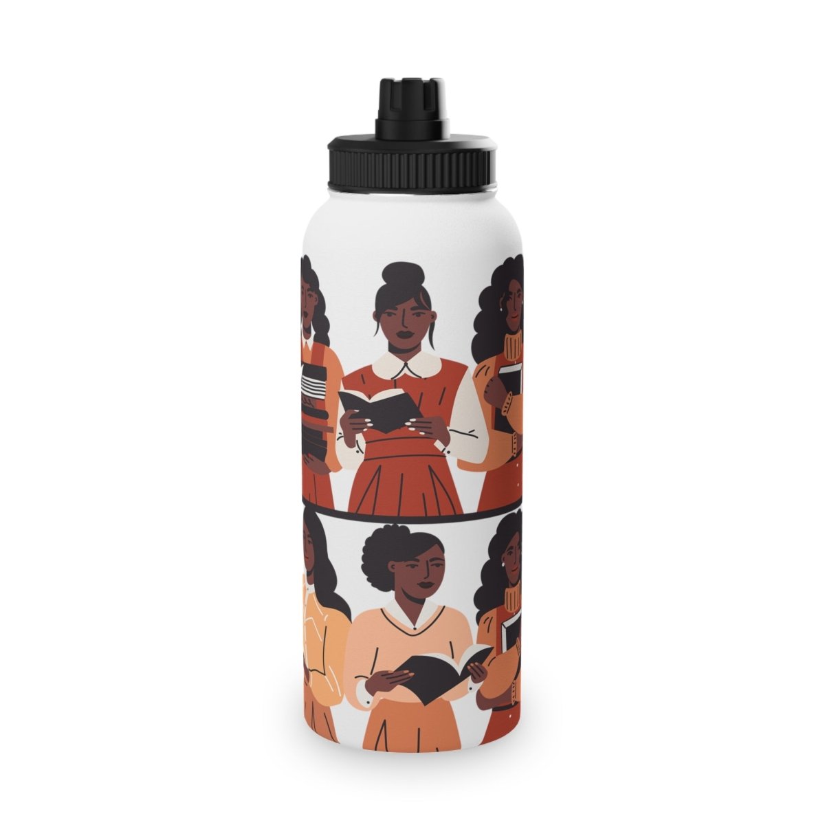 Brown Readers Water Bottle - Afrocentric Art by The Trini Gee