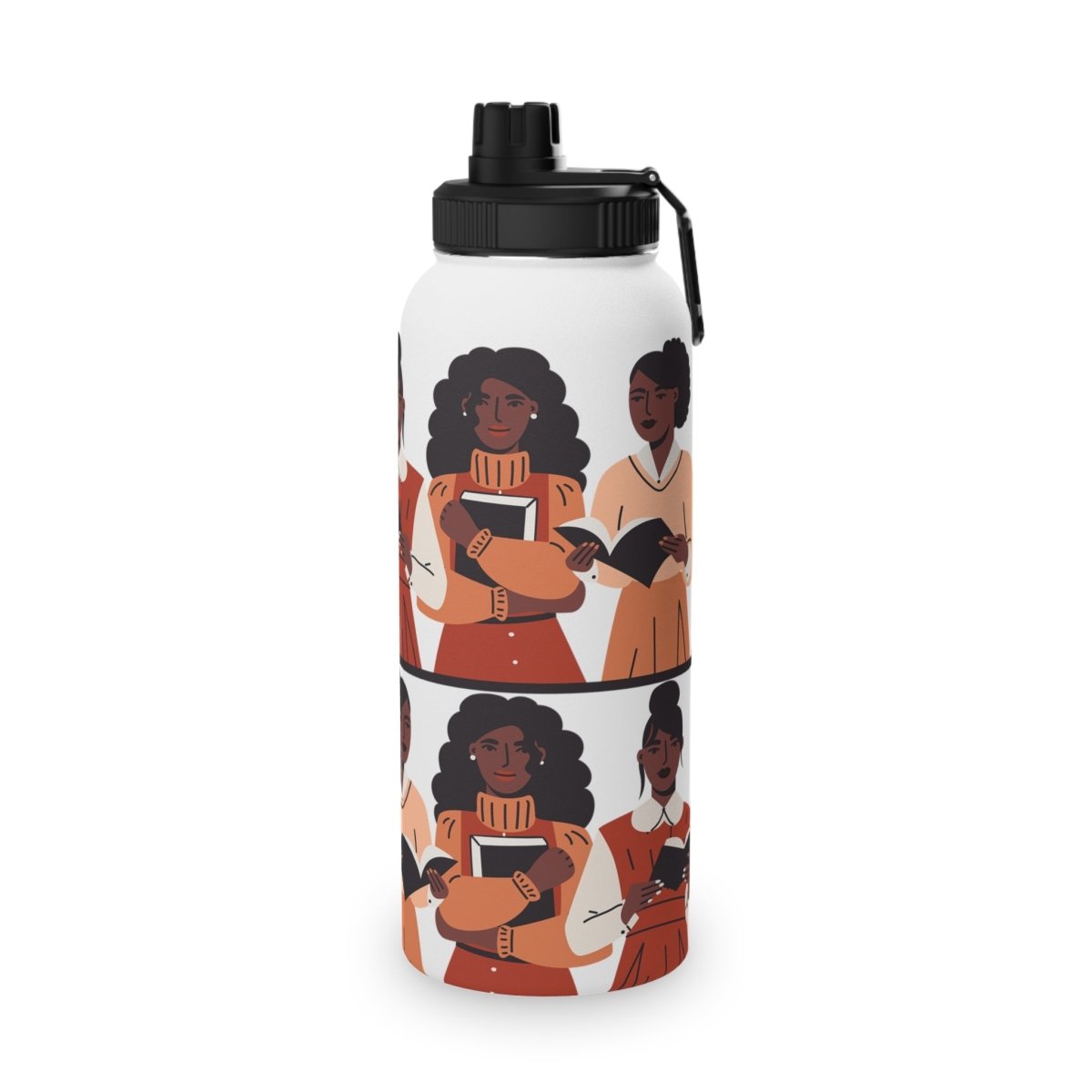 Brown Readers Water Bottle - Afrocentric Art by The Trini Gee
