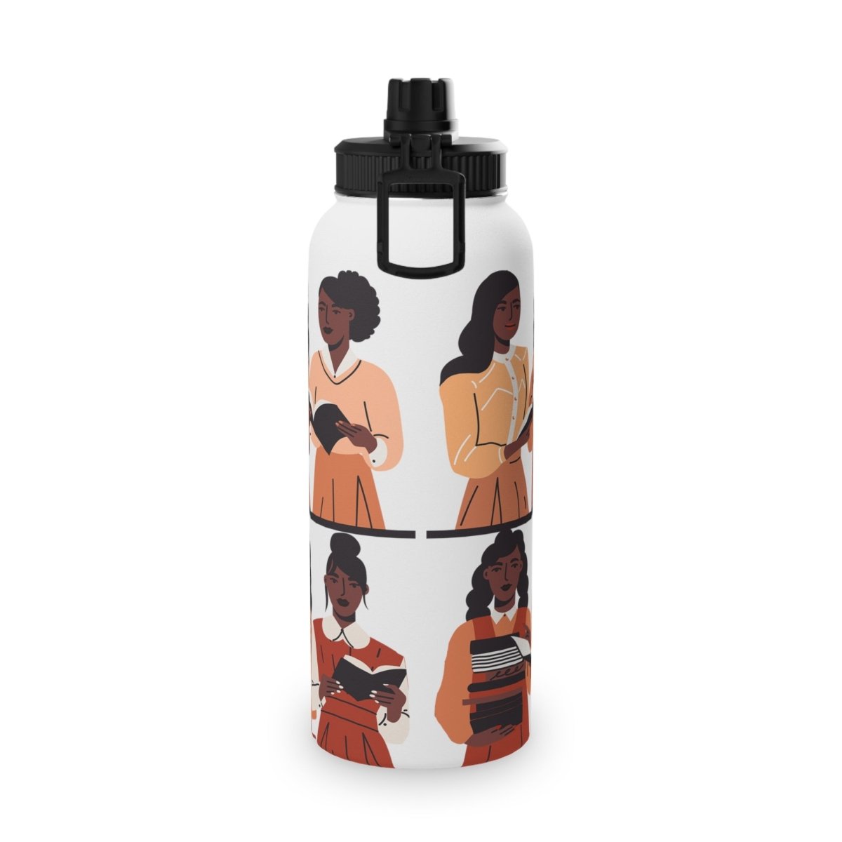 Brown Readers Water Bottle - Afrocentric Art by The Trini Gee