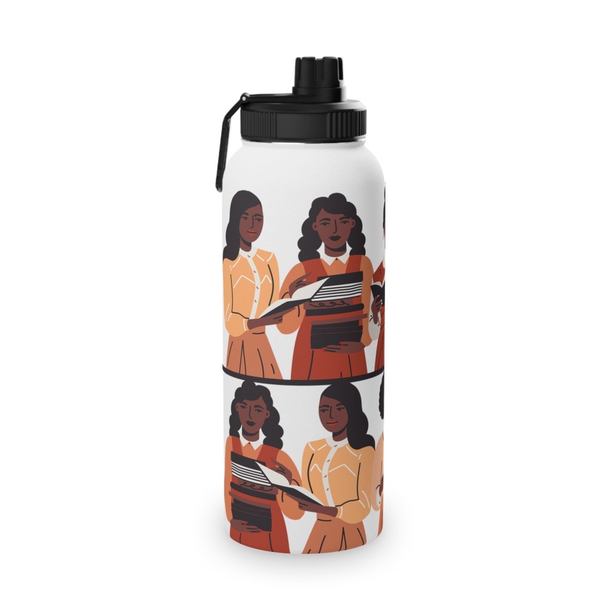 Brown Readers Water Bottle - Afrocentric Art by The Trini Gee