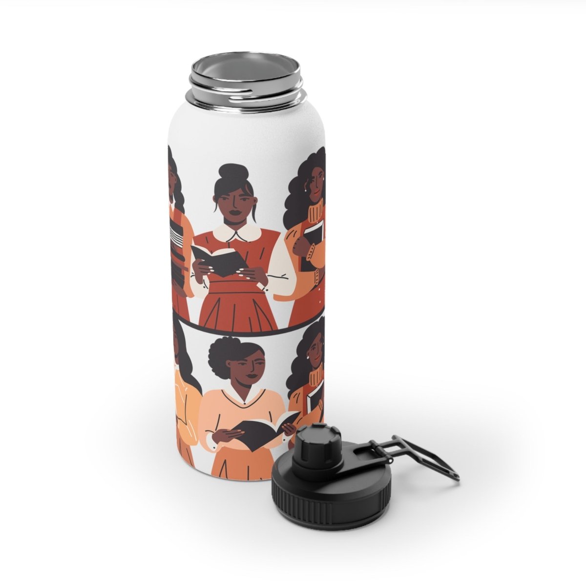 Brown Readers Water Bottle - Afrocentric Art by The Trini Gee