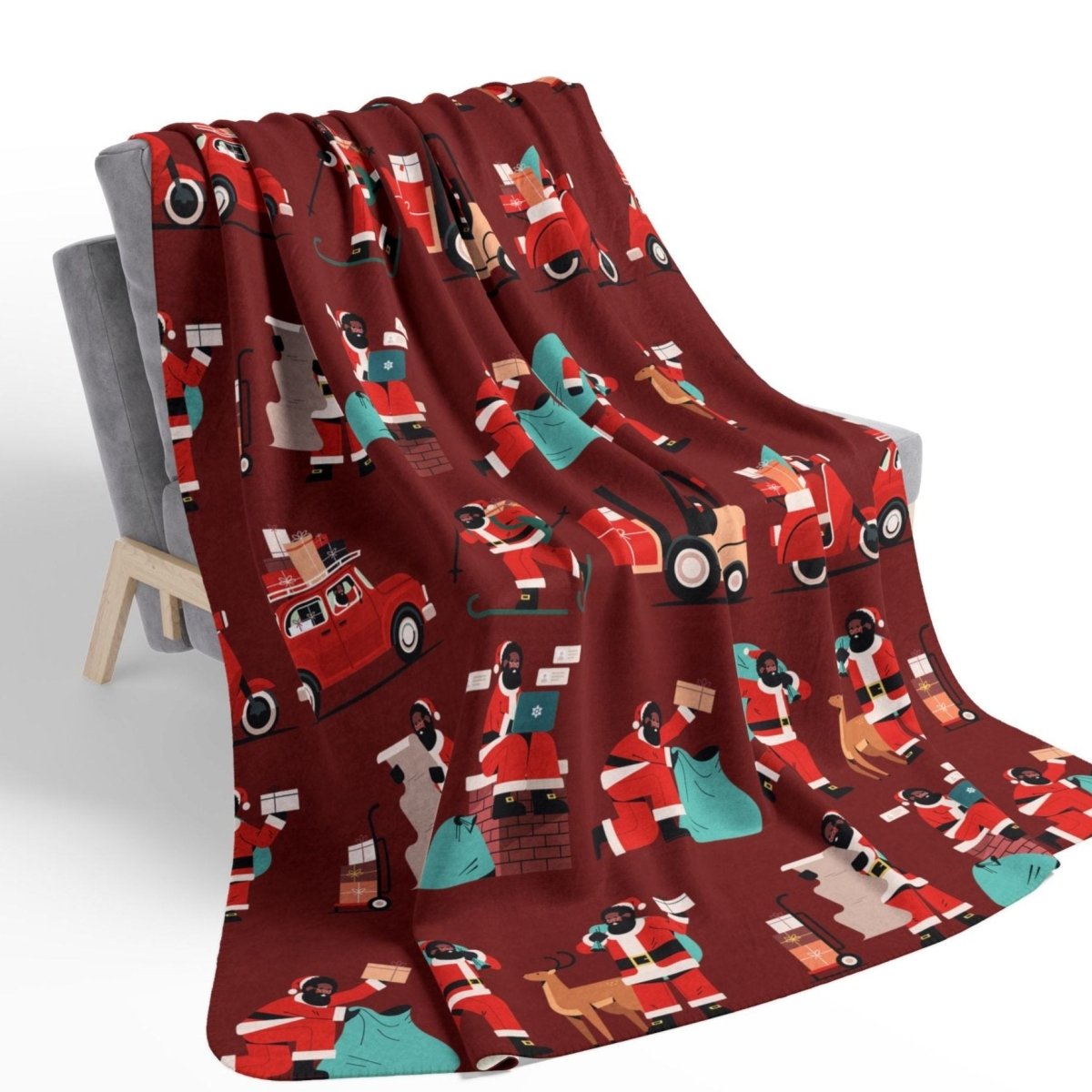 Busy Santa Sherpa Blanket - The Trini Gee