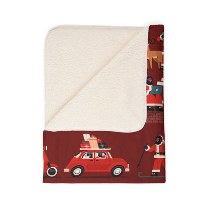 Busy Santa Sherpa Blanket - The Trini Gee
