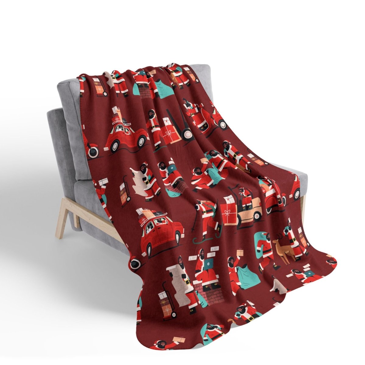 Busy Santa Sherpa Blanket - The Trini Gee
