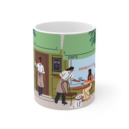 Cafe Patio Scene Mug - Afrocentric Art by The Trini Gee