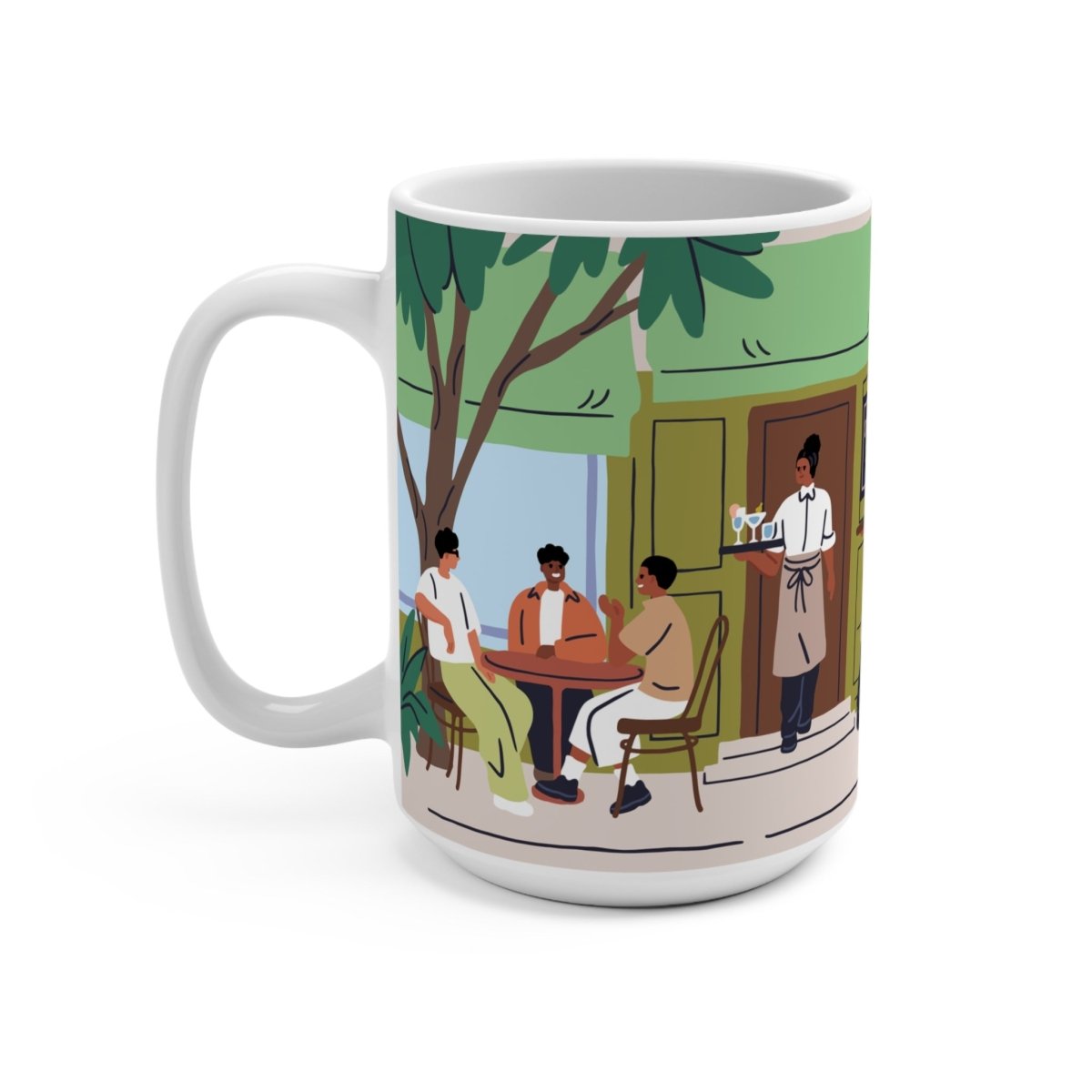 Cafe Patio Scene Mug - Afrocentric Art by The Trini Gee