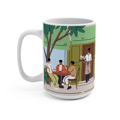 Cafe Patio Scene Mug - Afrocentric Art by The Trini Gee