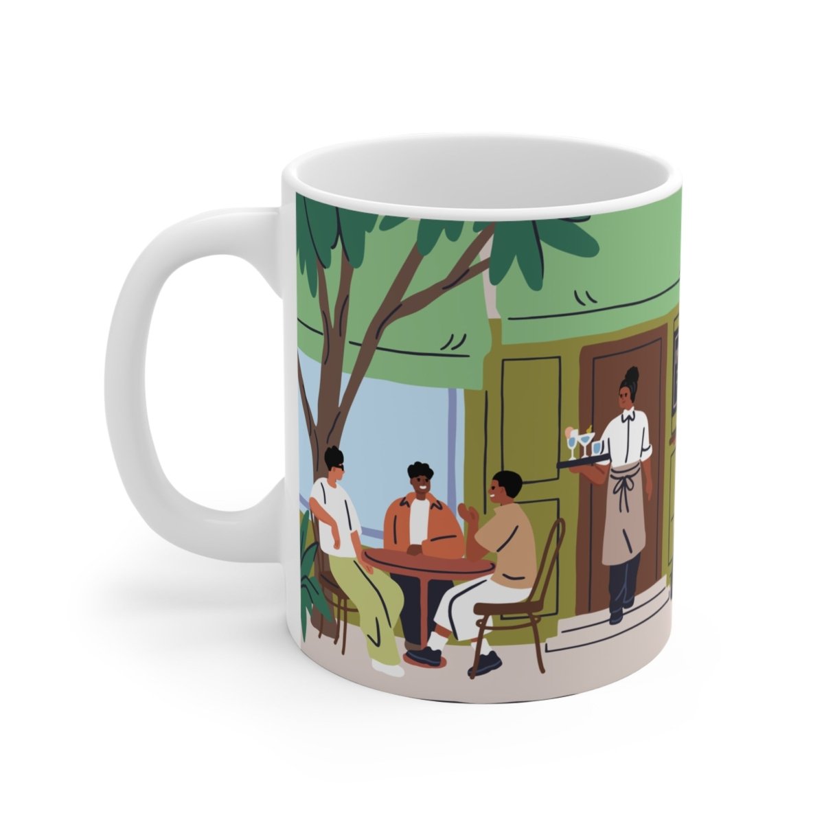 Cafe Patio Scene Mug - Afrocentric Art by The Trini Gee