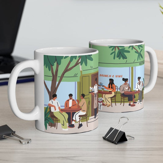 Cafe Patio Scene Mug - Afrocentric Art by The Trini Gee