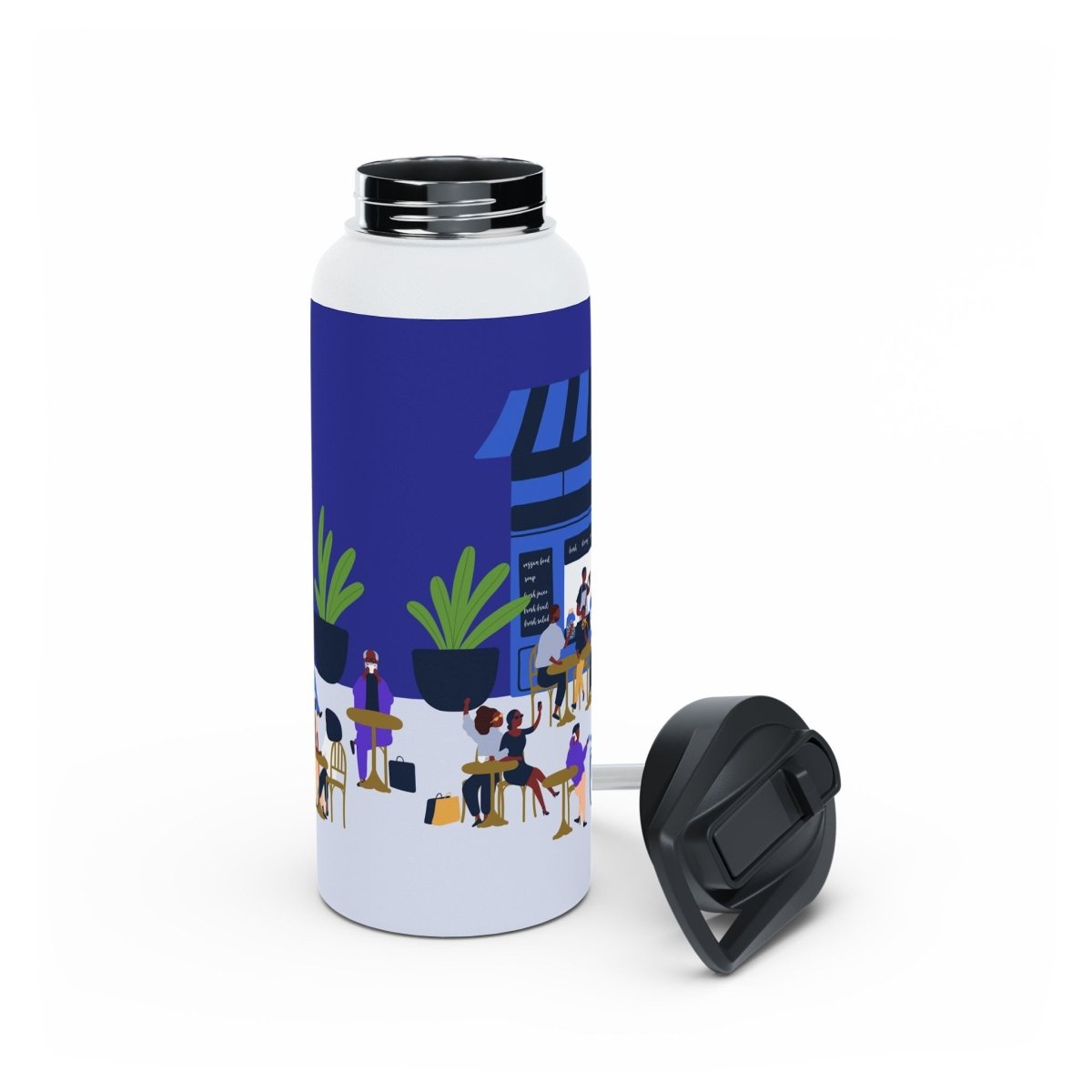 Cafe People 32oz Water Bottle - Afrocentric Art by The Trini Gee