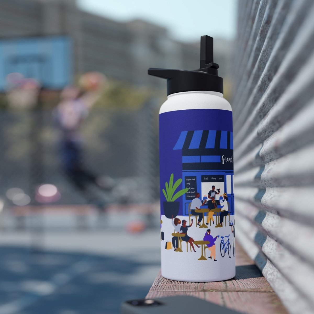 Cafe People 32oz Water Bottle - Afrocentric Art by The Trini Gee