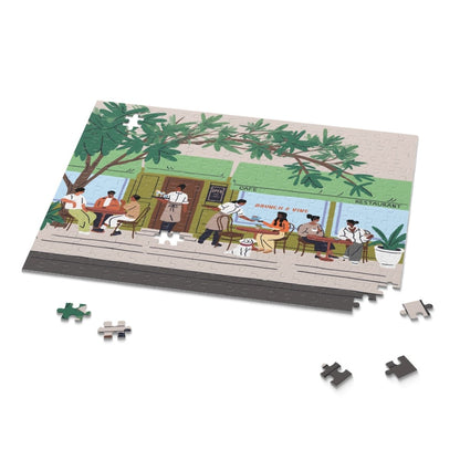 Cafe Scene Puzzle - Afrocentric Art by The Trini Gee