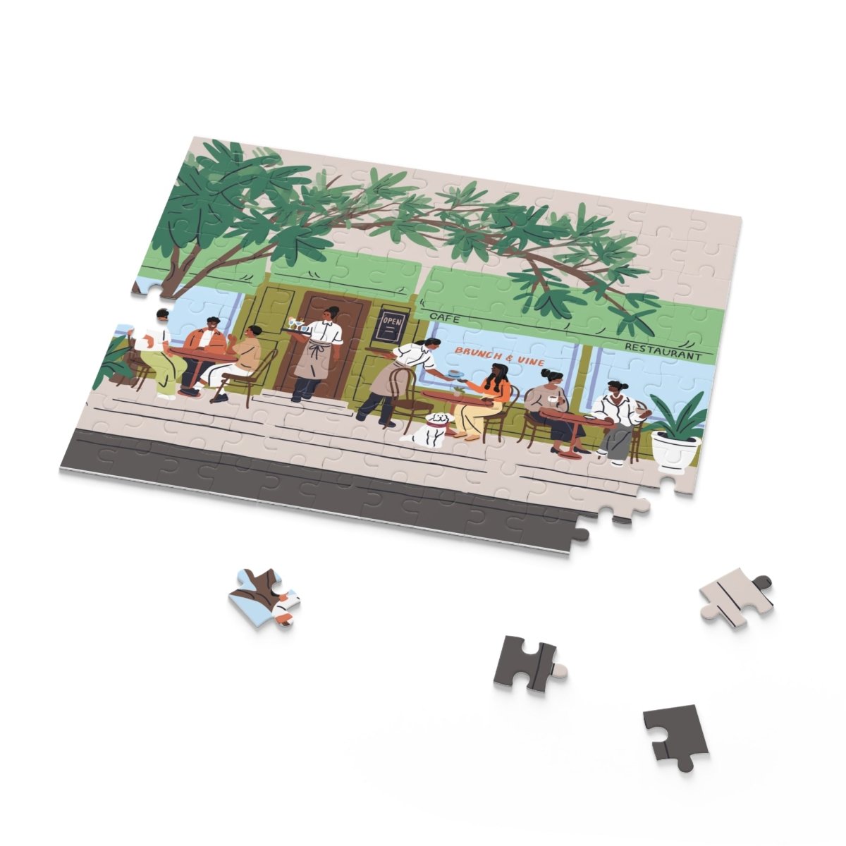 Cafe Scene Puzzle - Afrocentric Art by The Trini Gee