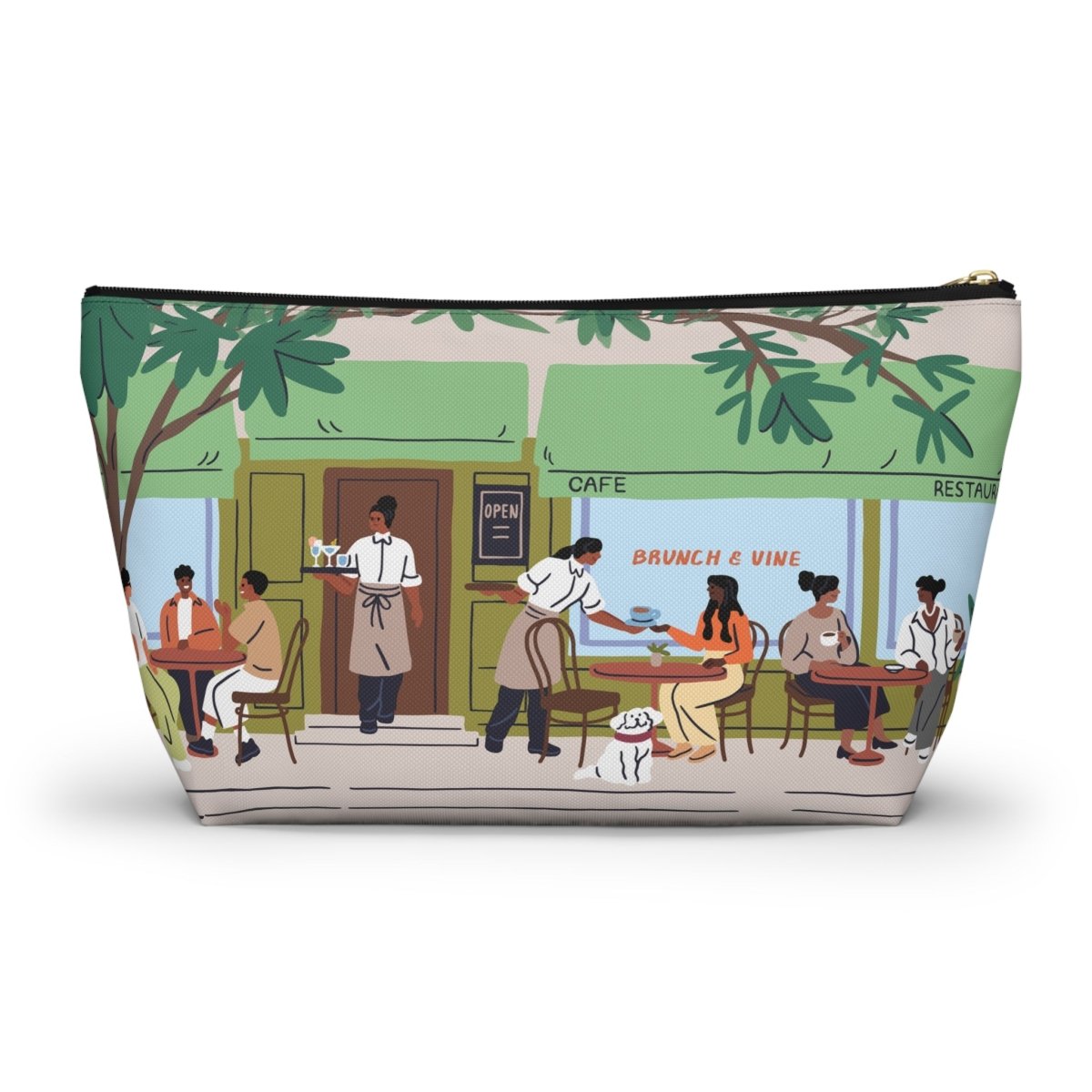 Cafe Scene T - Bottom Accessory Pouch - Afrocentric Art by The Trini Gee