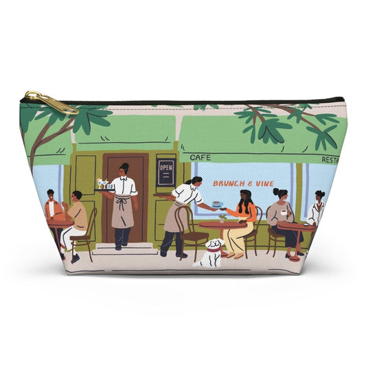 Cafe Scene T - Bottom Accessory Pouch - Afrocentric Art by The Trini Gee