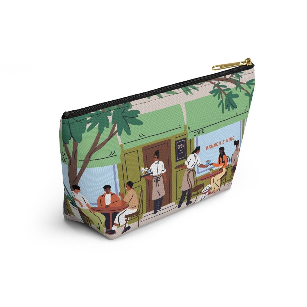 Cafe Scene T - Bottom Accessory Pouch - Afrocentric Art by The Trini Gee
