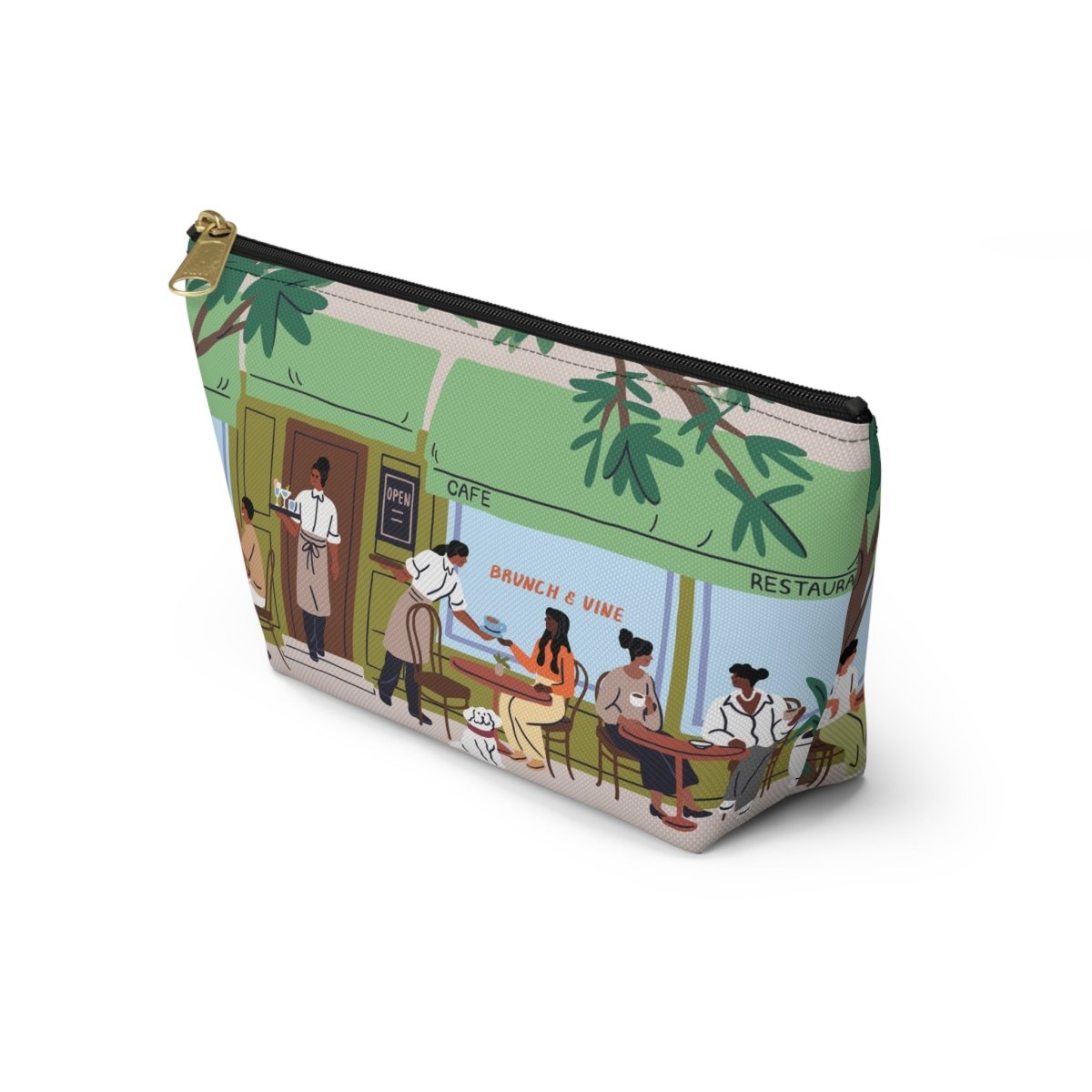 Cafe Scene T - Bottom Accessory Pouch - Afrocentric Art by The Trini Gee