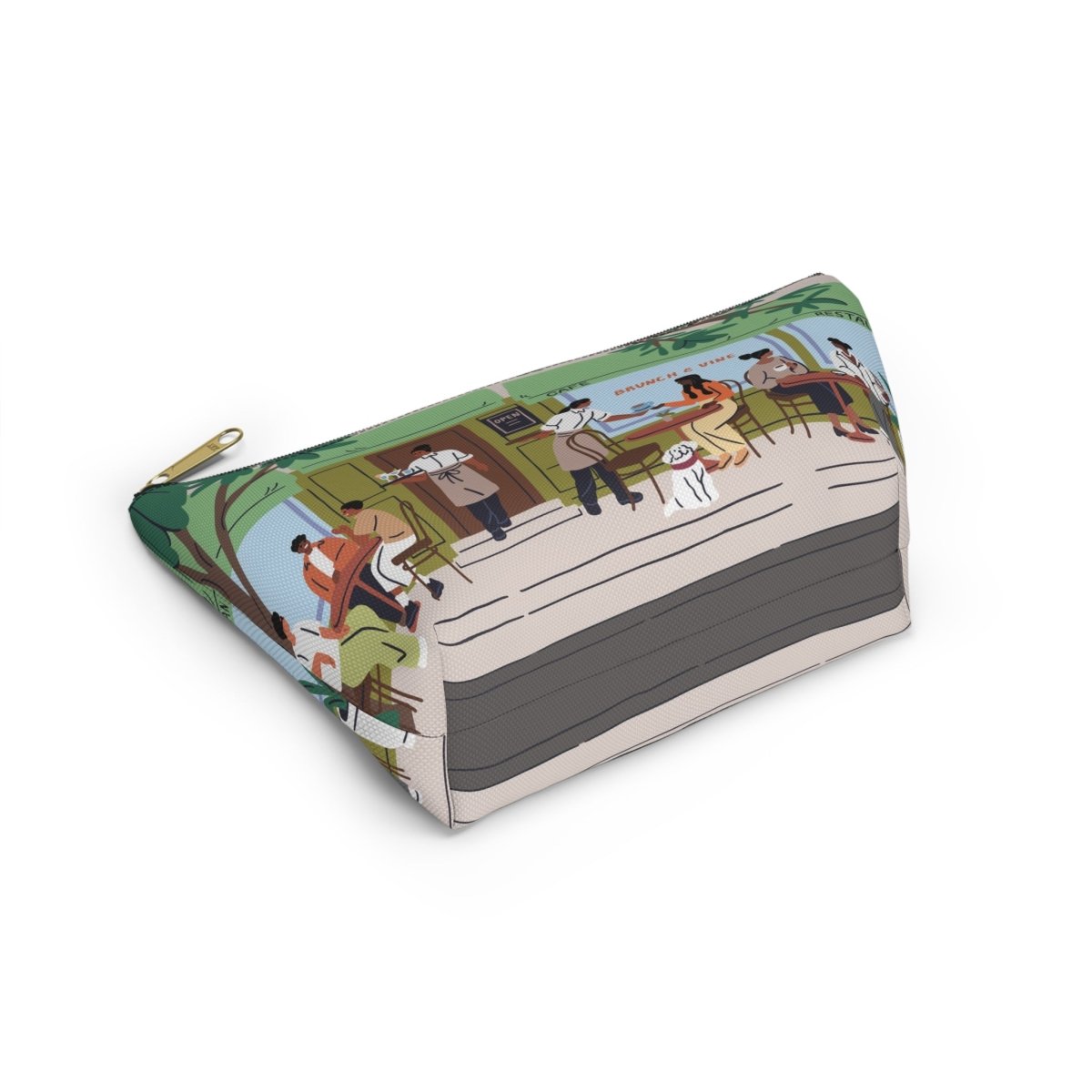 Cafe Scene T - Bottom Accessory Pouch - Afrocentric Art by The Trini Gee