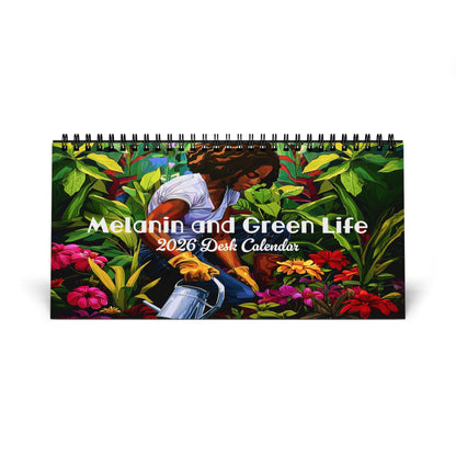 Melanin and Green 2026 Desktop Calendar