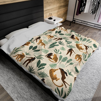 Cheetah Woman Blanket - Afrocentric Art by The Trini Gee