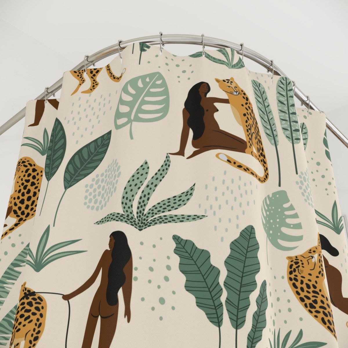 Cheetah Woman Shower Curtain - Afrocentric Art by The Trini Gee