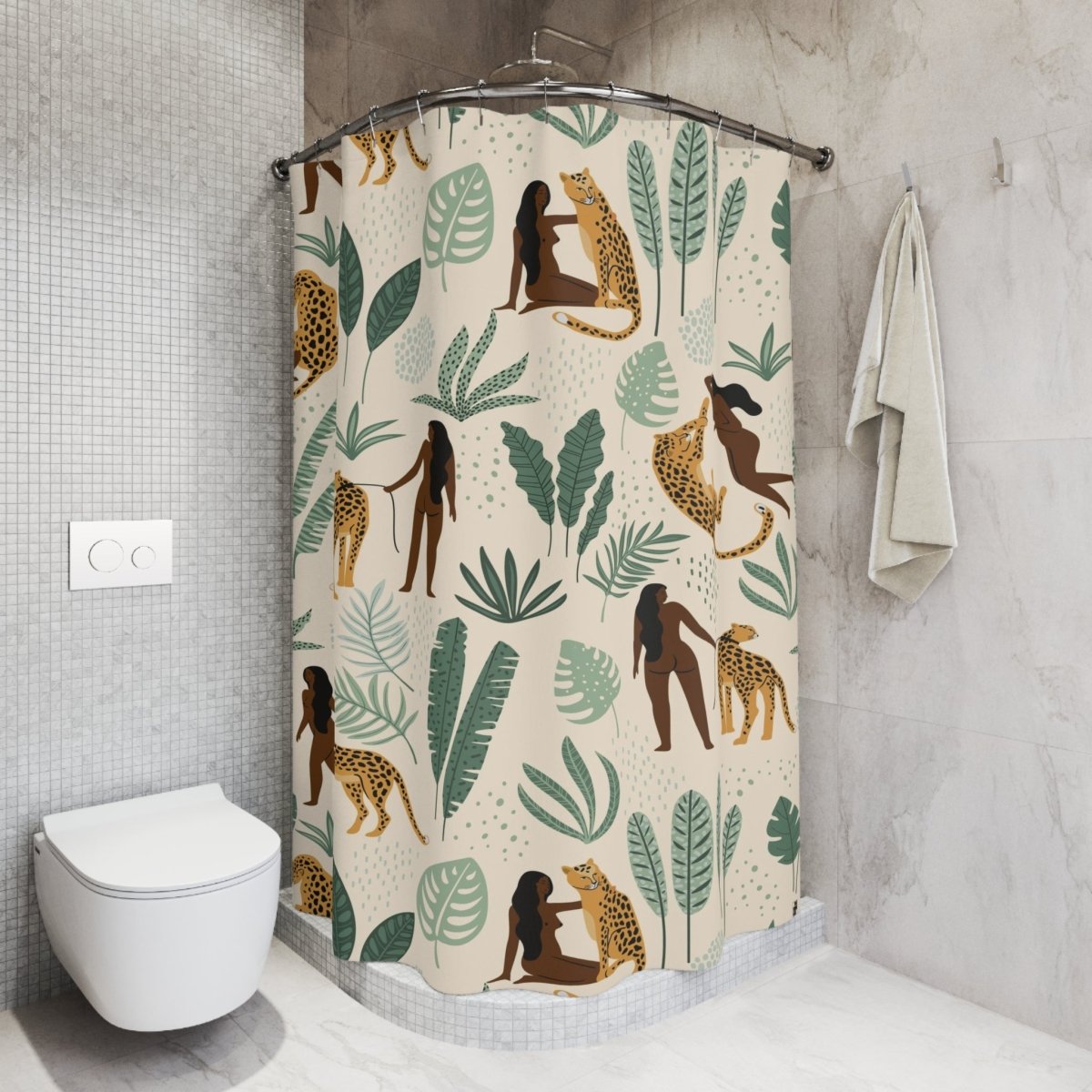 Cheetah Woman Shower Curtain - Afrocentric Art by The Trini Gee