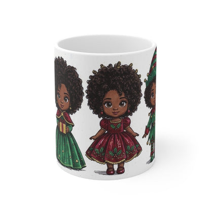 Christmas Chibi Girls Mug - Afrocentric Art by The Trini Gee