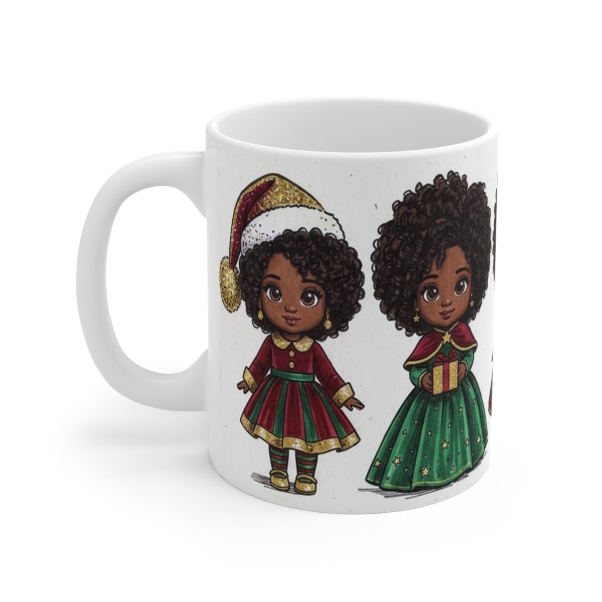 Christmas Chibi Girls Mug - Afrocentric Art by The Trini Gee