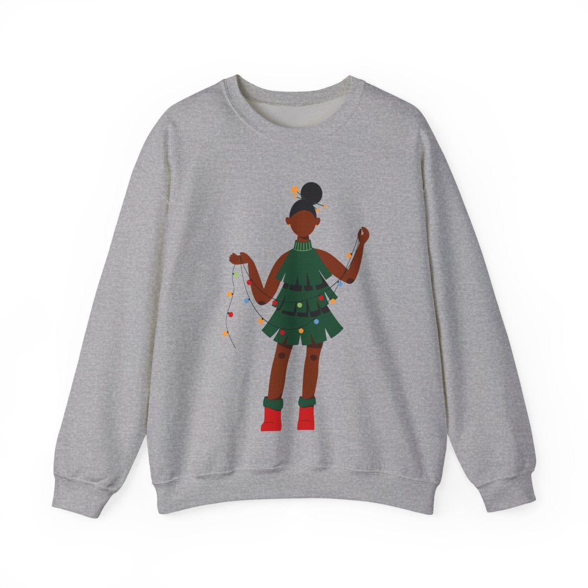 Christmas Dress Lady Sweatshirt - Afrocentric Art by The Trini Gee