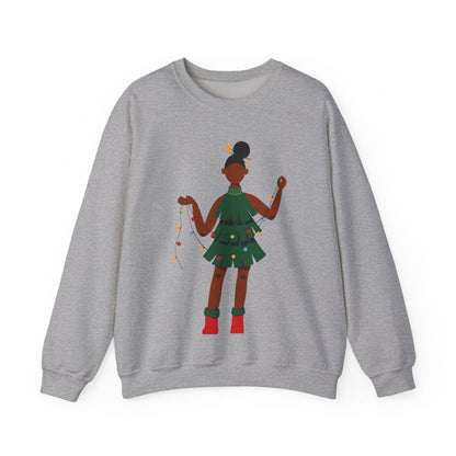Christmas Dress Lady Sweatshirt - Afrocentric Art by The Trini Gee