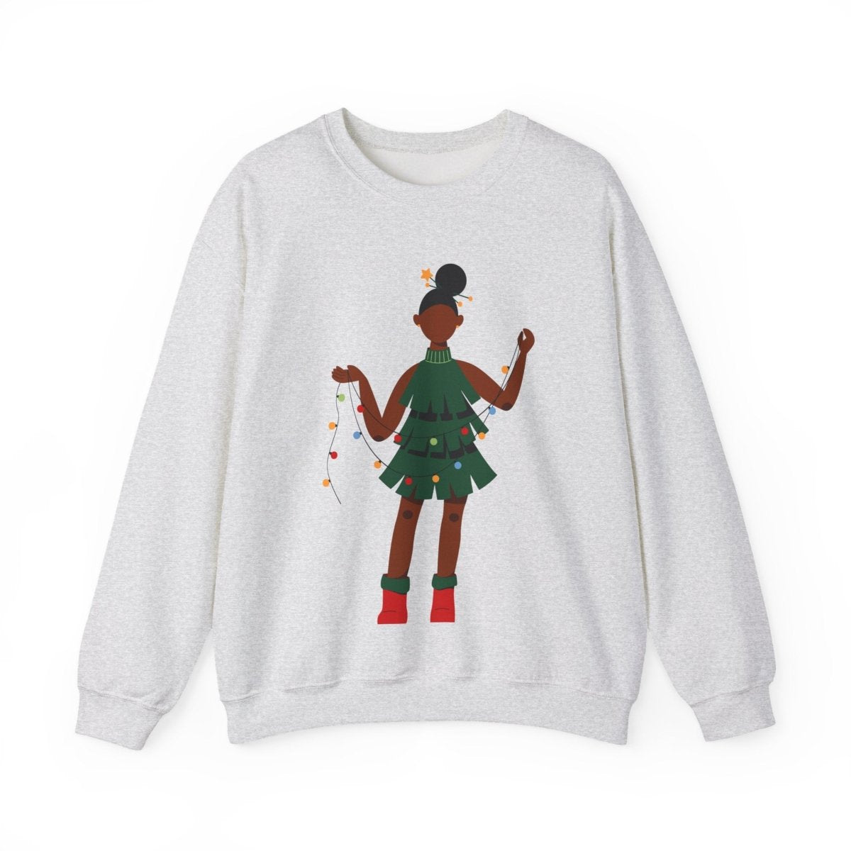 Christmas Dress Lady Sweatshirt - Afrocentric Art by The Trini Gee
