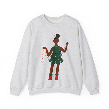 Christmas Dress Lady Sweatshirt - Afrocentric Art by The Trini Gee