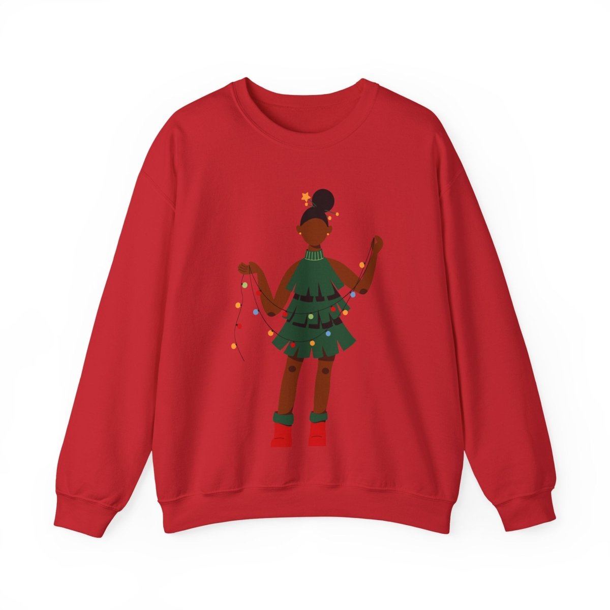 Christmas Dress Lady Sweatshirt - Afrocentric Art by The Trini Gee
