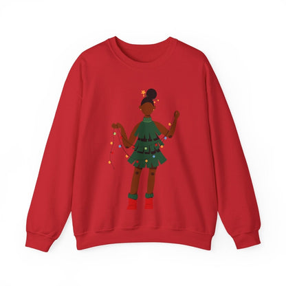 Christmas Dress Lady Sweatshirt - Afrocentric Art by The Trini Gee